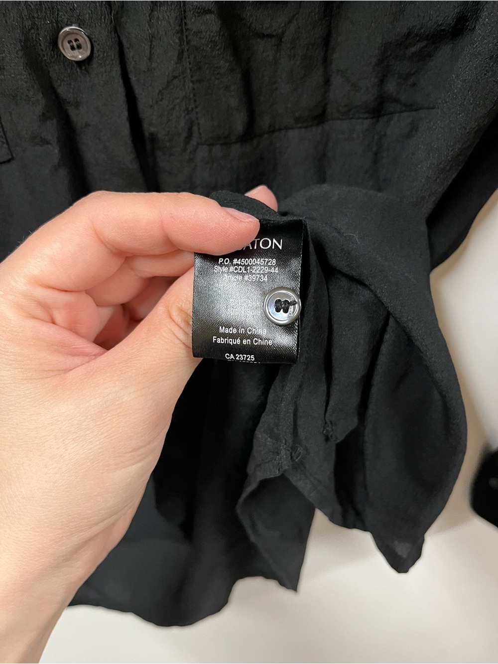 Babaton Black Silk Long Sleeve Blouse - Picture 3 of 4